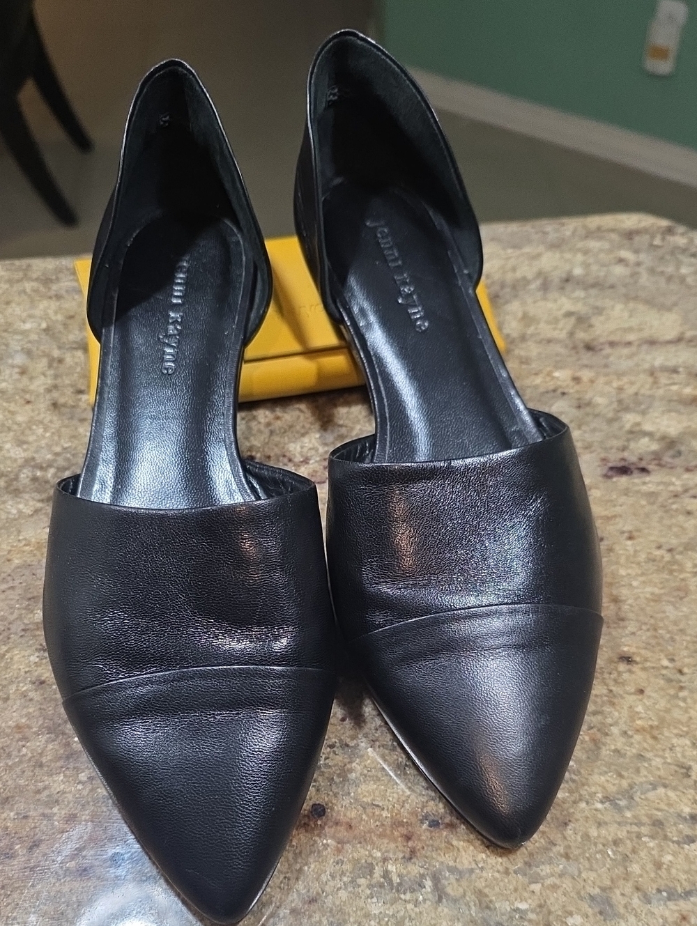 Jenni Kayne D'orsay Black Leather Pointy Flats Size EU39.5/ US 9.5